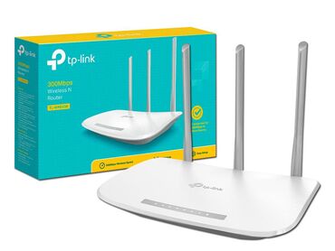 simsiz wifi modem: TP-Link Wi-Fi router. 802.11n tezlik 2.4 Ghz sürət 300 Mbit/s . WEP