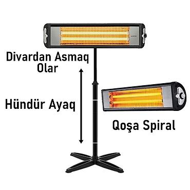 istilik radiyator: Divardan asıla bilən və hündür ayaqlı elektrik qızdırıcısı. Şəkildə — 1