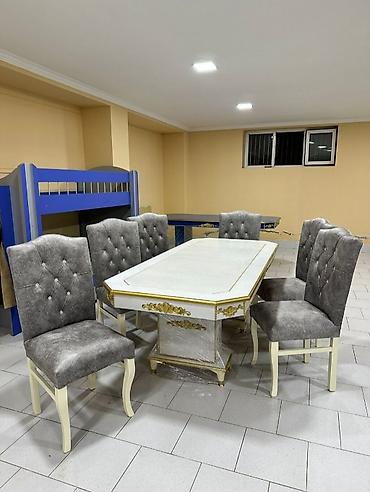 taxta stul stol: Qonaq otağı üçün, Yeni, Açılmayan, Dördbucaq masa, 6 stul — 1