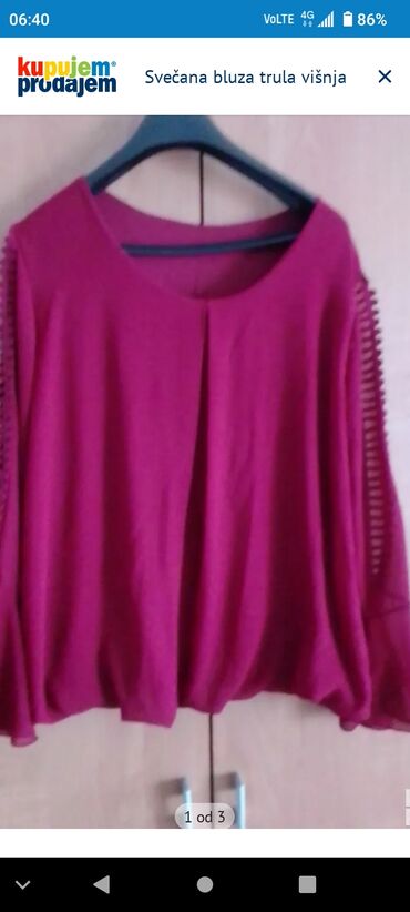 bluze na preklop: 2XL (EU 44), Polyester, Single-colored, color - Burgundy