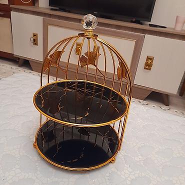 Süfrə qab-qacağı: Tort və şiriniyyat qabı, rəng - Qızılı, Metal — 1