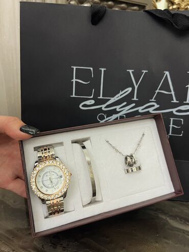 прием серебро: Подарочный набор часы, браслет, цепочка, кольцо 😍 Сделано под