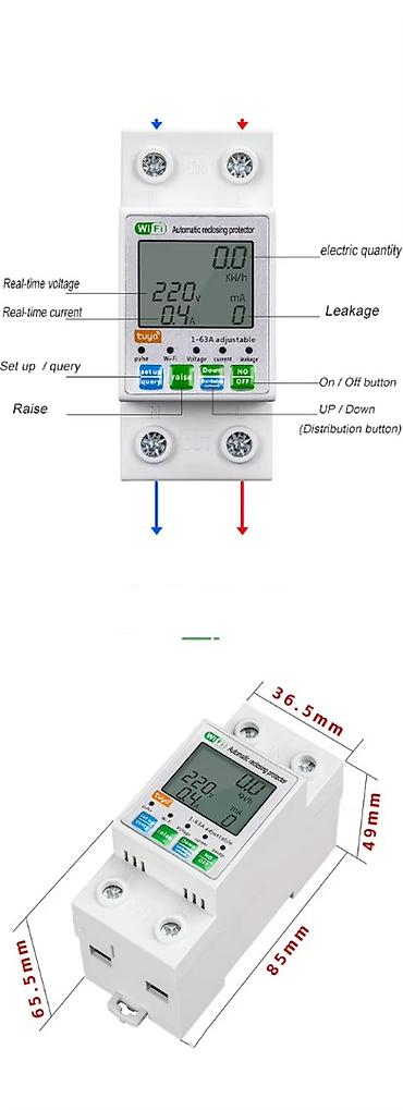 ampermetr: Xüsusiyyətlər: Bu TUYA WIFI 63A 230V qoruyucusu telefon vasitəsilə — 3