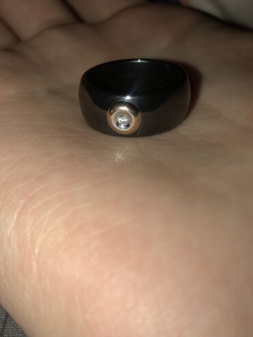 кольцо 16 5: Кольцо керамическое размер 16,5 в чёрном цвете Золото 585 проба