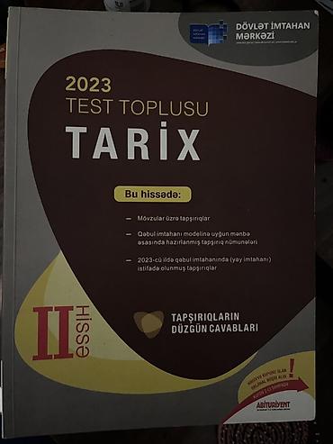Testlər: Məhsul: 2023 Test Toplusu – Tarix (II hissə) Xüsusiyyətlər: - Dövlət — 1