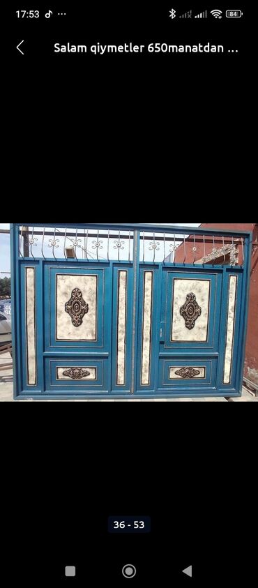 Həyət darvazaları: Dəmir Həyət darvazası, Yana açılan, Mexaniki, Qapı ilə, rəng - Qara — 24