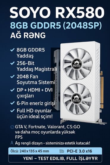 Мониторы: Видеокарта AMD Radeon RX 580, 8 ГБ, Новый