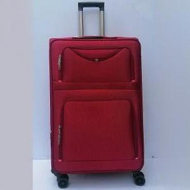 Putni koferi i torbe: Veliki putni kofer na točkiće – tekstilni, crvene boje - Prostrana — 13