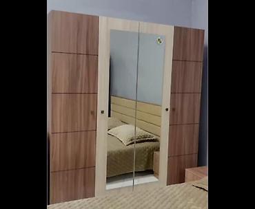 qapi ve pencere: İşlənmiş, 4 qapılı, Güzgülü, Qəhvəyi, Taxta, Açılan, Düz dolab — 1