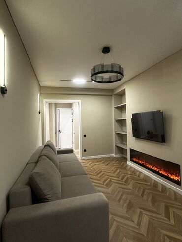 жумуш курулуш: 2 комнаты, 77 м², Элитка, 9 этаж, Дизайнерский ремонт