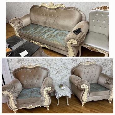 Divan və kreslo dəstləri: İşlənmiş, Divan, 2 kreslo, Bazasız, Açılmayan