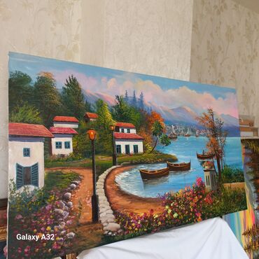 Şəkillər, tablolar: Ölçü 120/80 (12 ədəd). Böyükdürlər. Kətan parça üzərində yağlı boya — 14