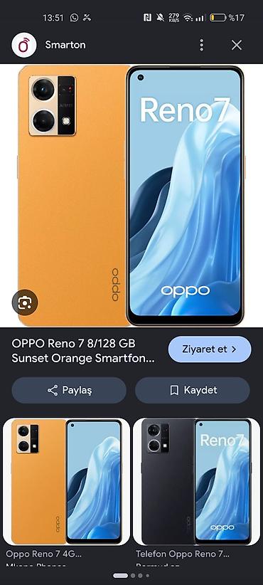 ön kamera: Oppo Reno7, 128 GB, rəng - Narıncı, Sensor — 1