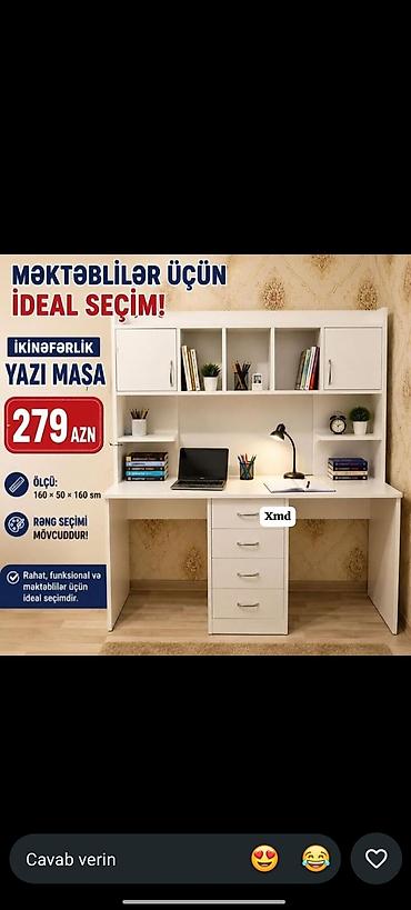mebel aksesuarlari: İkinənlik yazı masa – məktəblilər üçün ideal seçim! • Ölçü: 160 × 50 — 1