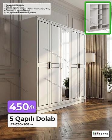 Mebel: 5 qapılı paltar dolabı – 47×200×200 sm - Material: 18 mm laminat - — 1