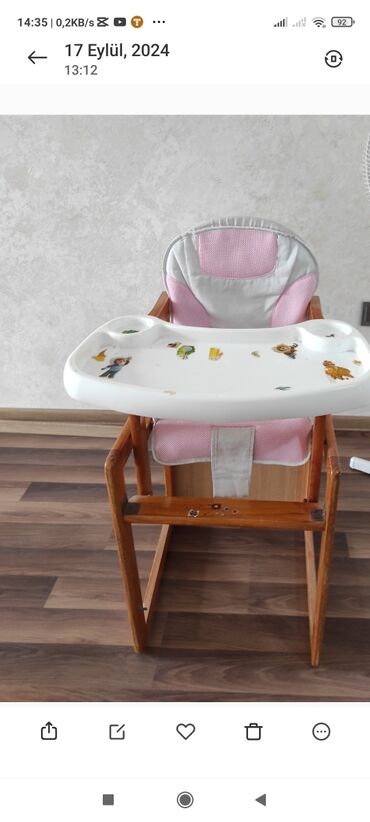 Yemək masaları, oturacaqları: Uşaq yemək stulu - Material: taxta karkas, plastik yemək masası və lalafo.az -da Yemək masaları, oturacaqları: Uşaq yemək stulu - Material: taxta karkas, plastik yemək masası və