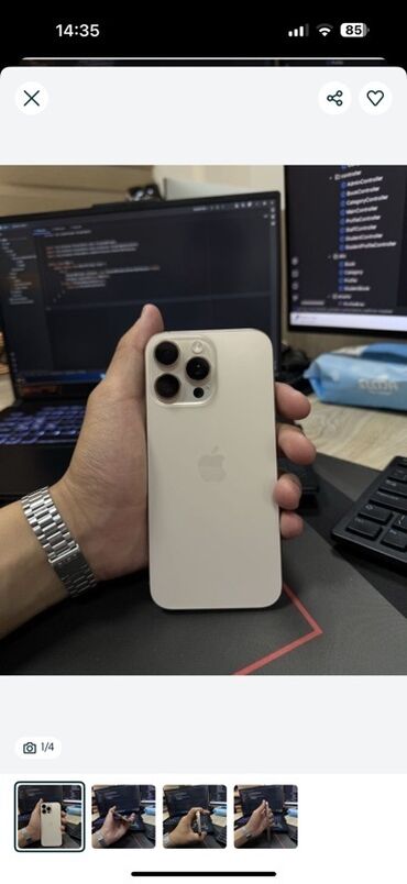 телефоны редми: IPhone 15 Pro, Б/у, 256 ГБ, Natural Titanium, Кабель, 100 %