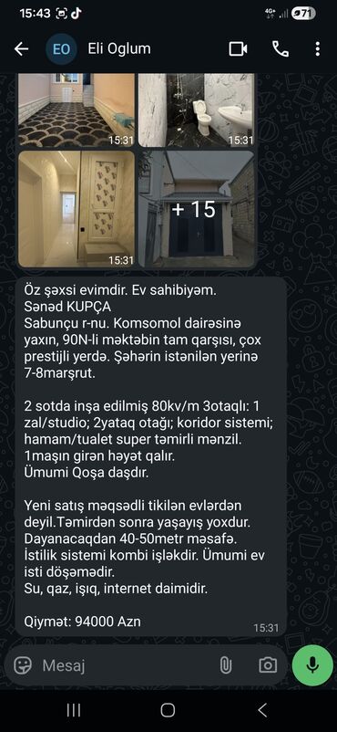 Yeni tikili: 3 otaqlı, Yeni tikili, 80 kv. m — 19