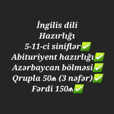 Əməkdaş axtarışı (vakansiyalar): Elanda qeyd olunan qiymət ingilis dilindən qrup hazırlığına aiddir (3