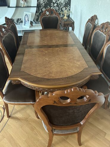 malaziya masa ve oturacaq: Qonaq otağı üçün, İşlənmiş, Açılan, Kvadrat masa, 8 stul, Malayziya