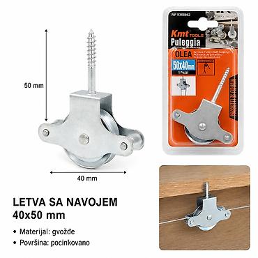 KMT samourezujući šraf – navlaka/kolotura za sajlu, gvozdena, crna