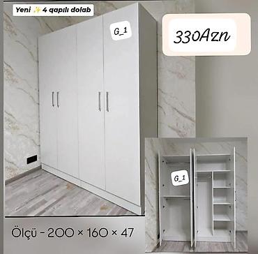 Paltar dolabları, qarderoblar: G_1 geyim dolabları Model 1 – 2 qapılı (ağ) - Ölçü: 200 × 90 × 47 sm — 13
