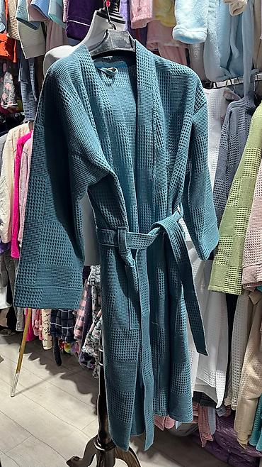 Халаты: Мужской женский вафельный халат 100% хлопок Мягкая и впитывающая ткань — 8