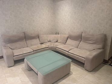 Künc yumşaq mebel dəsti – L formalı divan və uyğun puf/masa - Rəng