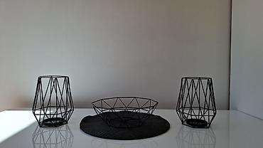 Sveće i svećnjaci: JYSK Dva Svećnjaka NORDIC Ø16xV19cm crna + Sinsay ukrasna činija crna — 9