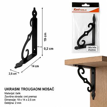 KMT Crna evropski nosač 9364604 Ukrasni trougaoni nosač za police i