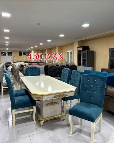 Masa və oturacaq dəstləri: Qonaq otağı üçün, Yeni, Açılmayan, Dördbucaq masa, 6 stul — 13