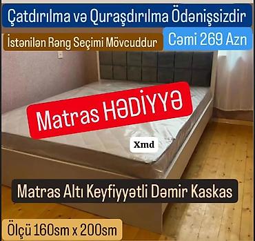 demir nerdivan: - İki nəfərlik yumşaq başlıqlı çarpayı - Ölçü: 160 sm x 200 sm - — 1