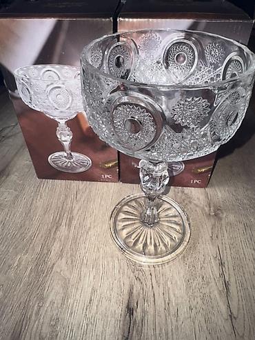 murebbeler: Kristal ayaqlı qend ve ya murebbe qabi (1 ədəd) - Material: şəffaf — 3