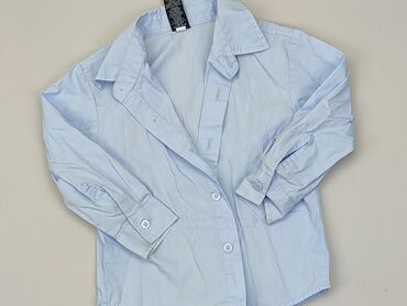biała koszula z aplikacjami: Koszula 3-4 lat, stan - Dobry, wzór - Jednolity kolor, kolor - Błękitny