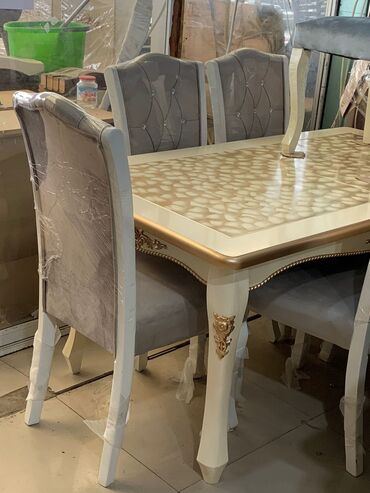 Для гостиной, Новый, Раскладной, Прямоугольный стол, 5 стульев, Азербайджан