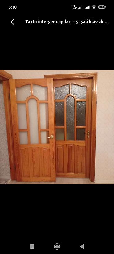otag qapilar: Taxta interyer qapıları – şüşəli klassik dizayn - Material: tam taxta — 1