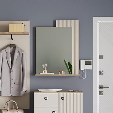 silver kitchen: Гарнитур для прихожей, Новый, Зеркало, В рассрочку, ДСП, Бесплатная доставка, цвет - Бежевый — 3