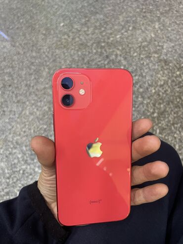 Apple iPhone: IPhone 12, Б/у, 64 ГБ, Красный, Защитное стекло, Чехол, 84 %