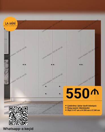 Divanlar: Yeni, Açılan, 4 qapılı Düz dolab, Qarderob, paltar dolabı, Azərbaycan
