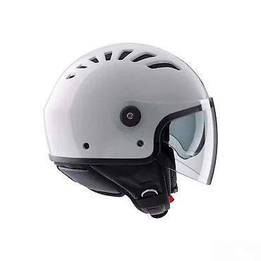 Oprema za bicikliste: Otvorena moto kaciga – bela, urbano/skarlet dizajn - Tip — 3