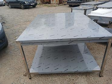 Paslanmayan metaldan hazırlanmış peşəkar iş masası. Mətbəx, restoran — 6