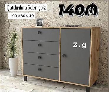 ucuz manej: Mebel: Boz fasadda komod/şkaf kombinəsi - Ölçülər: 100 × 80 × 40 sm — 1