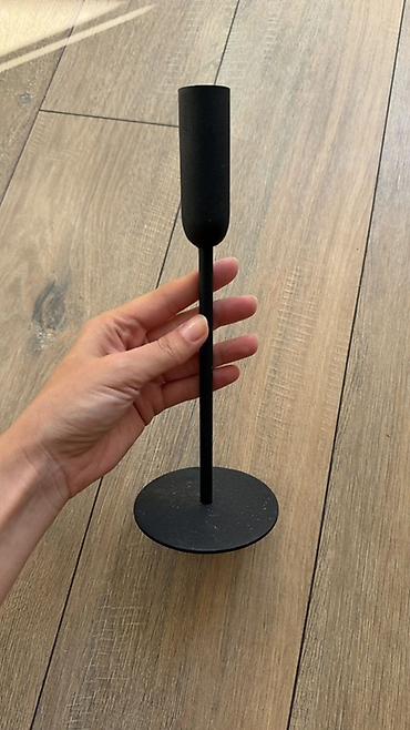Şamdanlar: Minimalist şamlıq (şam qabı) – qara metal — 2