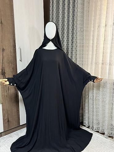 Женская одежда: Широкая абая и шейла на резинке Двойка по шариату💕 Ткань жатый лён — 1