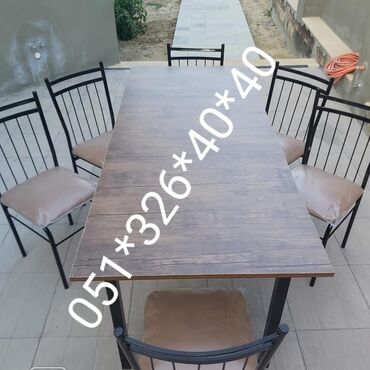 Masa və oturacaq dəstləri: Qonaq otağı üçün, Yeni, Açılan, Dördbucaq masa, 6 stul — 13