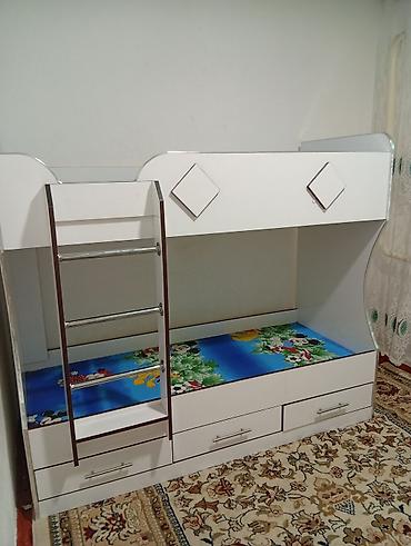 Двухъярусная детская кровать, Новый, ЛДСП, цвет - Белый