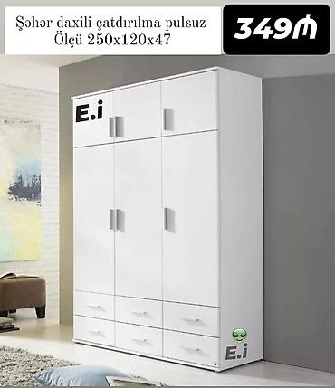 Mebel: Ağ rəngli çoxfunksiyalı paltar dolabı - Ölçü: 250 x 120 x 47 sm - — 1