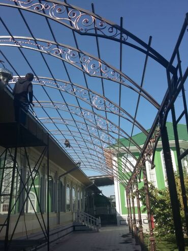 Навесы: Навес, Арочный, Металл, Поликарбонат, Установка — 3