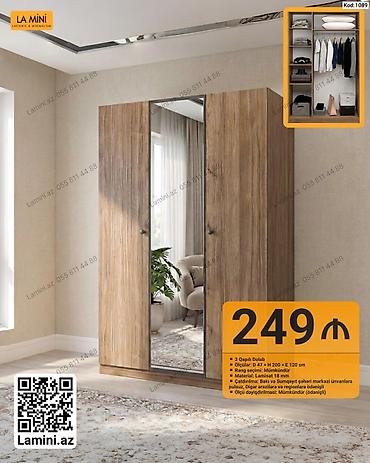 Mebel: LA MINI 3 qapılı dolab - Kod: 1089 - Ölçülər: Dərinlik 47 sm × — 1