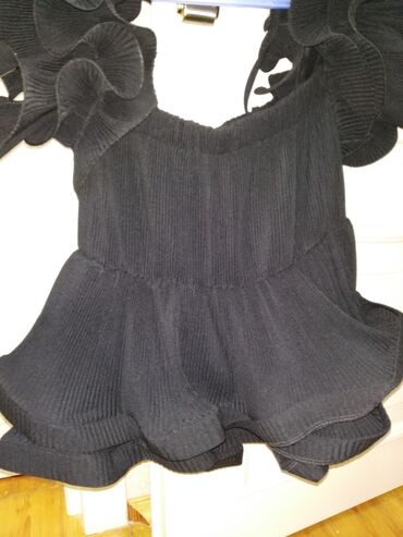 женские ажурные платья: Qara qadın kofta – qısa, romantik dizayn - Rəng: tam qara - Parça